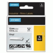 Dymo ruban rhino 12 mm vinyl noir sur blanc s0718600