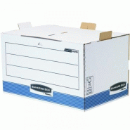 Fellowes Lot de 5 Container à archives Bankers Box System, à ouverture frontale, coloris blanc/bleu - 0043859578825