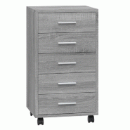 Helloshop26 - Armoire à tiroirs avec roulettes 33 x 38 x 63 cm espace de rangement flexible moderne en bois d'ingénierie gris 02_0047080 - gris alum