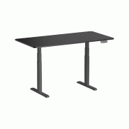 KIMEX - Bureau motorisé assis-debout 150x75cm, Plateau noir à bords arrondis/Pied noir - noir plastique 3700685427914