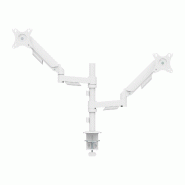 KIMEX - Support écran PC à ressort mécanique 2 écrans PC 17"-32" avec mât, Blanc - blanc 3700685427051