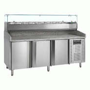 Meuble à pizza 3 portes avec module pour garniture PT1300 + VK38-200 Inox TEFCOLD