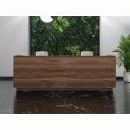 Banque d'accueil en placage de bois avec passage de câbles Banque d'accueil en placage de bois avec passage de câbles