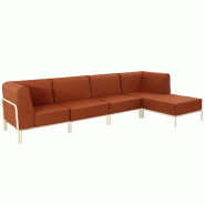 Oviala Business Salon de jardin bas modulable uni 5 places terracotta Oviala 288 x 80 x 78 cm - rouge polyester 115945