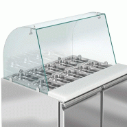 Saladette réfrigérée avec pare-haleine bombée - 3 portes GN 1/1 avec 4 bacs GN 1/1