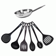 Set de 1 poêle 20 cm en inox et 6 ustensiles Fackelmann Eterna - Acier inoxydable 18/10 3176239943702