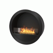 SOLOLED Cheminée bioéthanol encastrable Incyclle Inside - Cheminée bioéthanol murale ronde design d.70cm - noir 0803173016676