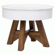 VidaXL Table basse Bois de récupération massif 60x45 cm Blanc  Modèle Atlas Office Design - 244820XL