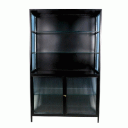 Buffet Black Reflexion 2 portes en verre ondulé 2 tablettes verre 110x40x180 cm
