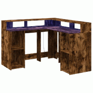 Bureau et lumières LED chêne fumé 130x130x91cm bois ingénierie Modèle Atlas Master Riviera - 8721158402868 Bureau et lumières LED chêne fumé 130x130x91cm bois ingénierie Modèle Atlas Master Riviera - 8721158402868