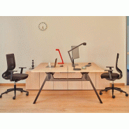 Bureau bench 2 personnes en bois avec rangements intégrés Bureau bench 2 personnes en bois avec rangements intégrés