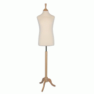 Buste Enfant Couture 6/8 Ans Écru - Réglable sur Pied Bois - Housse Textile