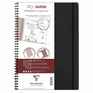Clairefontaine Lot de 5 Cahier Age Bag My.Notes A4, 120p./60 feuilles marge détachable 90 g/m² reliure intégrale, couv. Coloris noir, ligné - 3329