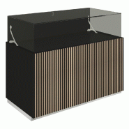 Comptoir vitrine fond bois Vertigo T01 MDF naturel et noir 120x60x93cm