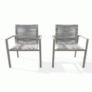 DCB GARDEN Lot de 2 fauteuils de jardin en aluminium et corde grège - MEXICO - 3700286491567