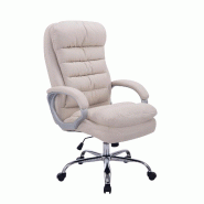 Décoshop26 - Fauteuil de bureau ergonomique et confortable jusqu'à 235 kg en tissu crème et métal chromé 10_0002402 - beige métal 3000251006414