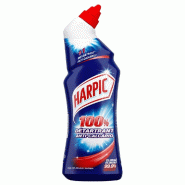 Gel WC Harpic 100% détartrant 750ml - Formule DURAGUARD, élimine 99,9% des bactéries, sans danger pour fosses septiques