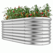 Helloshop26 - Jardinière 165 x 80 x 60 cm fond ouvert circulation d'air optimale style contemporain en métal argent 20_0012336 - 3000227183378