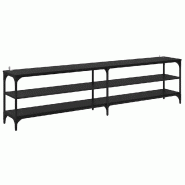 Helloshop26 - Meuble TV rustique fonctionnel style moderne 200 x 30 x 50 cm en bois noir 02_0052718 - noir Bois massif 3000237557305