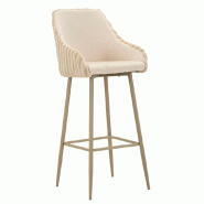 Mauro Ferretti Tabouret De Bar Alaska -A- Crème, Lot De 2 En Fer Et Polyester, Design Moderne, Hauteur D'Assise 78 Cm - Collection Moderne - beige 14