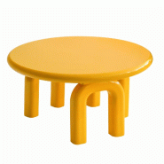 Oviala Business Table basse ronde 80 cm en MDF effet laqué jaune - jaune Bois manufacturé 114297
