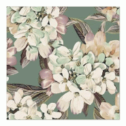 Serviettes, 3 plis pliage ¼ 33 cm x 33 cm "Bukett" (200 unités) PAPSTAR - vert papier 88356