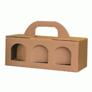 Valisette kraft 3 pots carton 25x8x9 cm - par 10