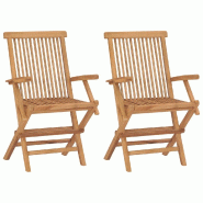 VidaXL Chaises De Jardin Pliables Lot De 2 Bois De Teck Massif - 315443
