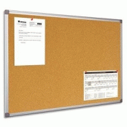 Bi-office tableau d'affichage en liège, cadre en pvc gris - format : l90 x h60 cm