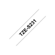 Brother Rouleau de ruban adhésif laminé extra solide, TZe-S231, noir sur blanc, 1,2 cm x 8 m Brother Rouleau de ruban adhésif laminé extra solide, TZe-S231, noir sur blanc, 1,2 cm x 8 m