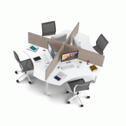 Bureau Call-center 4 personnes - Tim+ avec panneaux de séparation inclus - Bois mélaminé 25 mm - Garantie 5 ans - Dimensions 250x250 cm