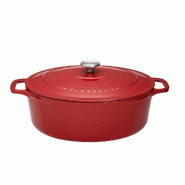 Cocotte ovale 35 cm chasseur rouge uni interieur sable 850 cl Ovale Fonte émaillée Chasseur 43.5x27.5 cm - rouge 3244334735031