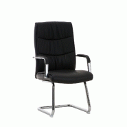 Décoshop26 - Fauteuil de bureau sans roulettes avec accoudoirs dossier haut en PVC noir pied en métal chromé 10_0001896 - noir métal 3000250727310 Décoshop26 - Fauteuil de bureau sans roulettes avec accoudoirs dossier haut en PVC noir pied en métal chromé 10_0001896 - noir métal 3000250727310
