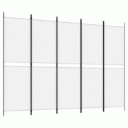 Décoshop26 - Paravent séparateur de pièce cloison 5 panneaux 250 x 180 cm tissu blanc et fer DEC030946 - blanc 3000258202406