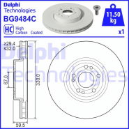 Disque de frein ventilé Delphi BG9484C - Avant - Boîte de 1 disque Disque de frein ventilé Delphi BG9484C - Avant - Boîte de 1 disque
