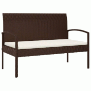 Helloshop26 - Banc de jardin meuble de patio d'extérieur terrasse avec coussin marron 105 cm résine tressée 02_0011517 - marron acier 3000630382726