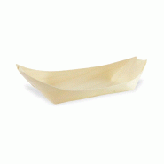 Nvase ECOLOMIQUE - 50 Pcs - Barquette bateau en bois - 14,5 cm x 7,5 cm x 2 cm - beige Matériau naturel NVS210BBOIS146