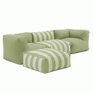 Oviala Business Canapé d'angle rayé de jardin modulable 4 places vert cactus - vert polyester 115058