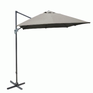 Proloisirs Parasol Déporté 3X3 m/8 baleines NH20 Inclinable Manivelle - Taupe - marron aluminium Y30/2