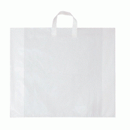 Sac poignées souples blanc 70µ 50x40+5cm - par 100 - haute densité en polyéthylène