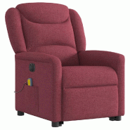 VidaXL Fauteuil inclinable de massage électrique Rouge bordeaux Tissu Modèle Elvanelis - 3303227