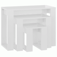 VidaXL Tables gigognes 3 pcs Blanc brillant Bois d'ingénierie Modèle Soleil Upsilon Plus - 808609