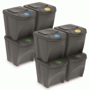 WellHome - Jeu de 8 Poubelles de Recyclage 25L Couleur Grise - gris plastique PK5199
