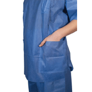 50 Pyjamas à usage unique, PP non tissé, avec poches, manches courtes - PJMMDNTBL-IM04_0