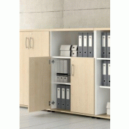 Armoire  avec niche bibliothèque et portes battantes - MDD - Wengé, Gris anthracite_0