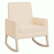 Décoshop26 - Fauteuil à bascule rembourré relax pour salon chambre en tissu crème DEC028910 - beige 3000257116629