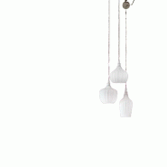 Gea Luce Suspension Triple Cleofe S/3 Blanc - Structure Métal Blanc Mat Verre Opale 3Xe27 Max 180W - Gealuce - blanc CLEOFE S/3 - BIANCO