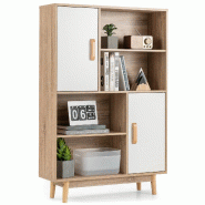 Helloshop26 - Bibliothèque 4 niveaux 80 x 24 x 119,5 cm meuble multifonctionnel design moderne en bois blanc 20_0010721 - 3000226325878