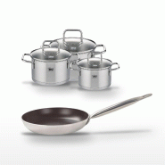 Lot Poêle 32 cm céramique Elo Bistro Line et 3 Faitouts inox Elo Citrin - gris 3176239967821