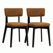 METRO PROFESSIONAL Chaise de restaurant rembourrée Alisora, lot de 2, bois de hêtre/simili cuir, brun cognac/wenge - marron polyester 4067373655417